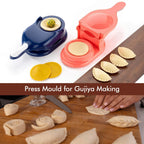Making traditional Indian Ghughra (Gujiya) with the convenient press.