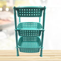 3-layer square kitchen trolley basket with ample storage.