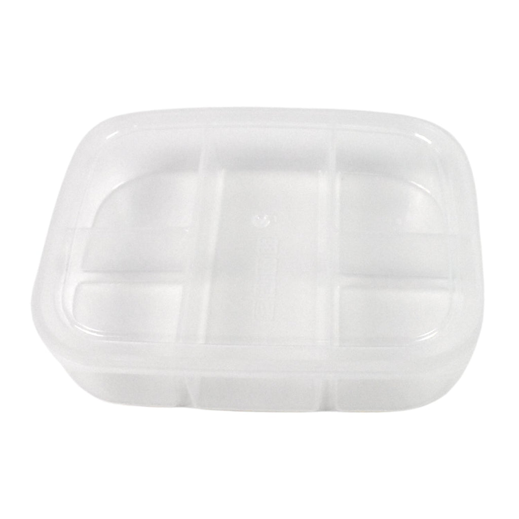 Closed view of the reusable 5-compartment tiffin box, showcasing its secure lid.