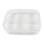 Closed view of the reusable 5-compartment tiffin box, showcasing its secure lid.