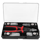 Multi-functional wire stripping and cutting pliers set in compact storage box
