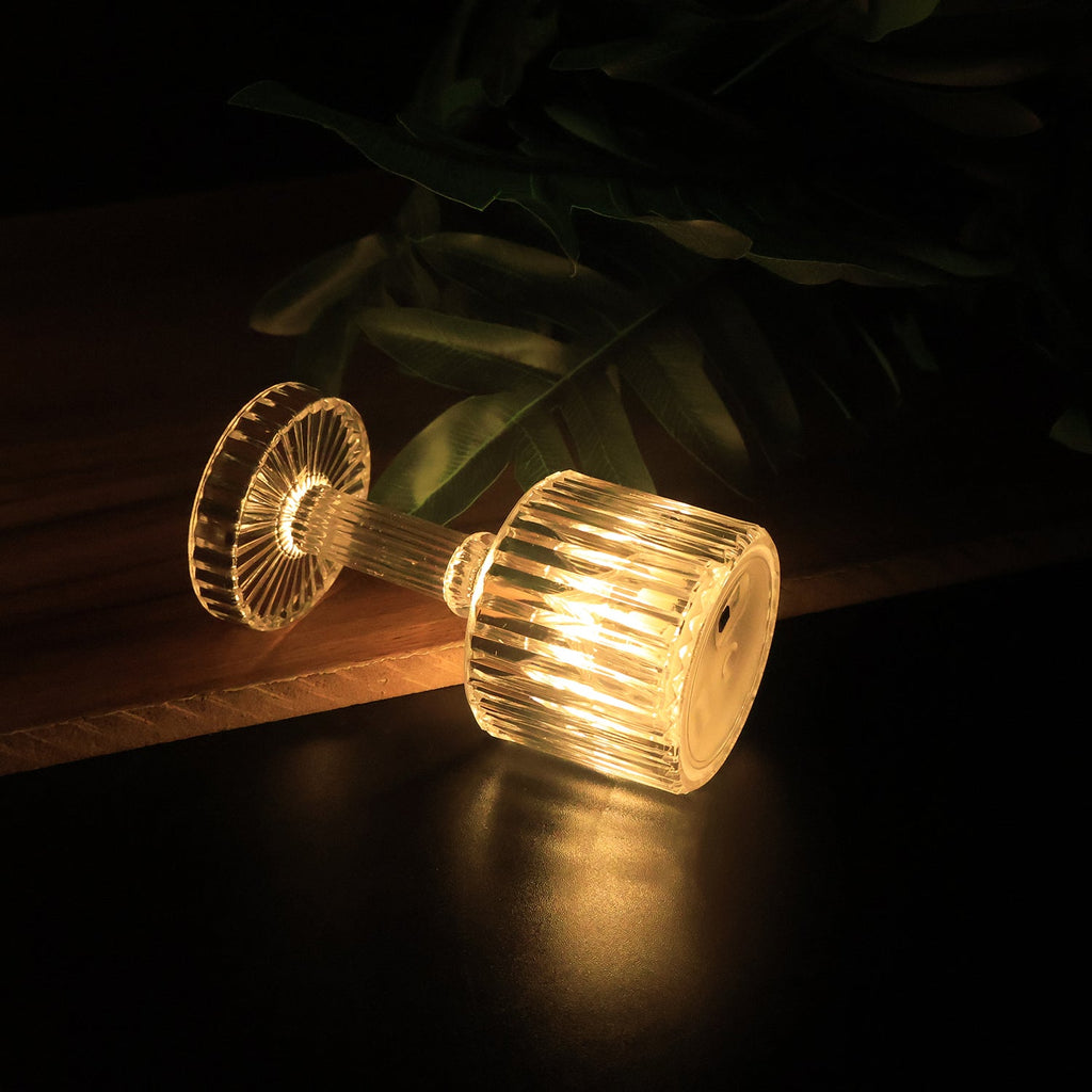 Pack of LED crystal-effect mini table lamps showing warm glowing light