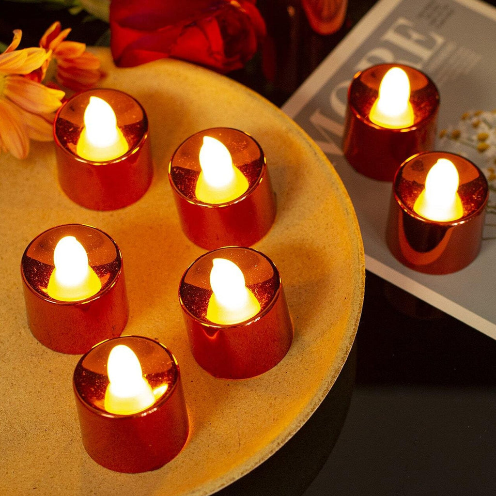 Golden LED Diya set glowing warmly, ready for festive home decoration.