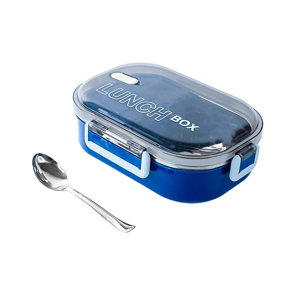 Compact airtight lunch container with spoon, ideal for travel
