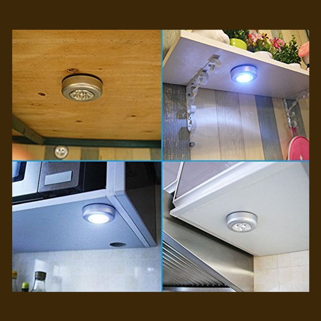Round LED night light with touch activation, perfect for any dark corner.