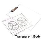 Portable transparent exam pad with ruler, perfect for on-the-go study.