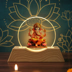 Wooden base and acrylic plate of 3D Lord Ganesha LED night lamp