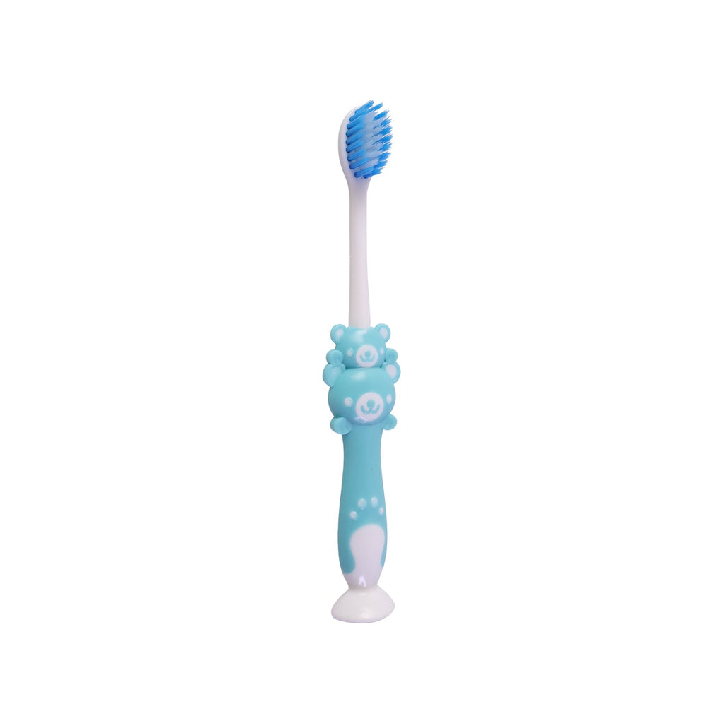 Close-up of kids' toothbrush head with soft bristles