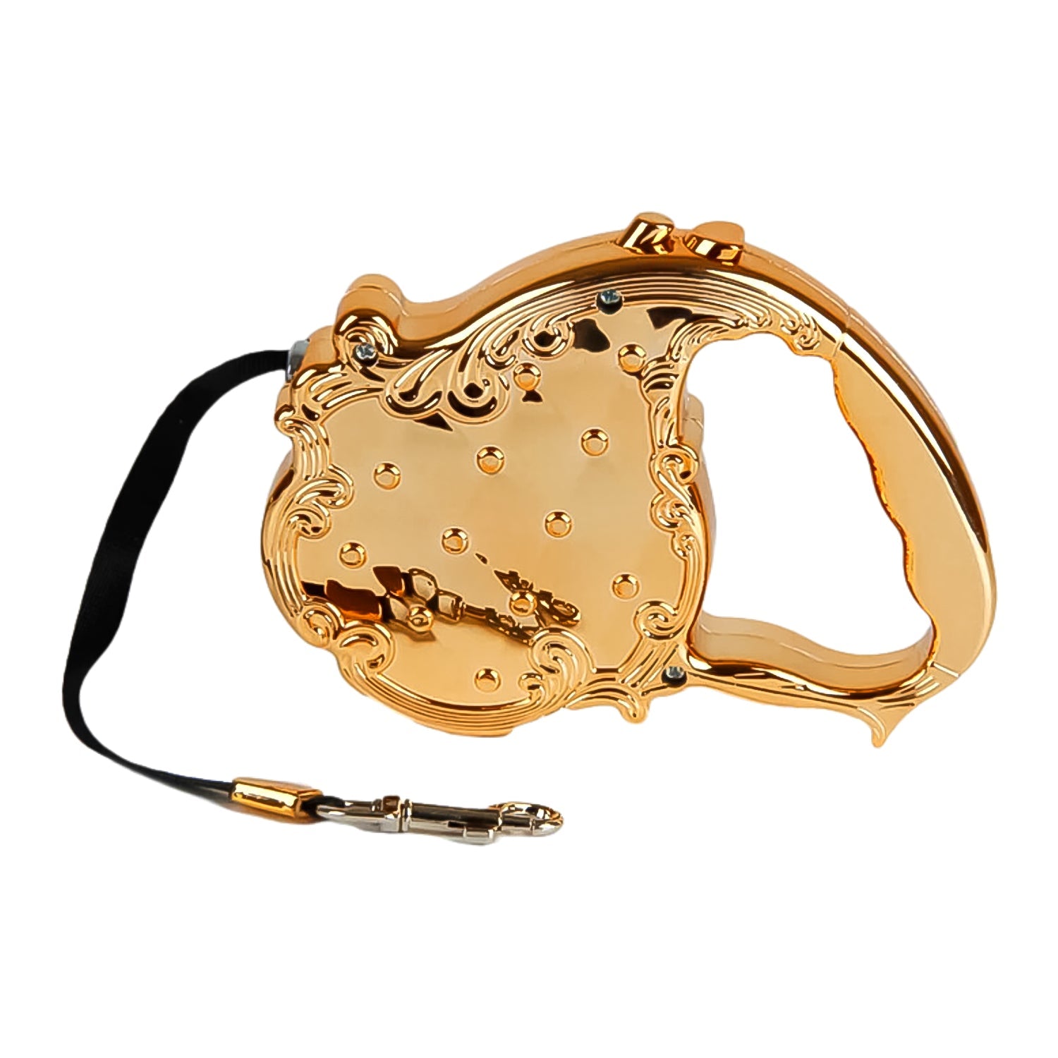 The compact design of the retractable dog leash for easy portability.