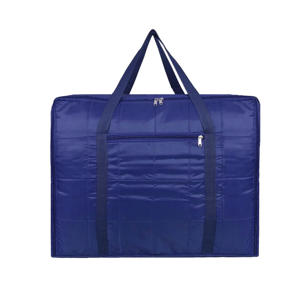 Storage bag with transparent panel showing contents inside
