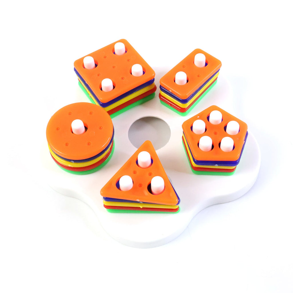 Puzzle toy for kids with colorful geometric pieces for shape learning and stacking