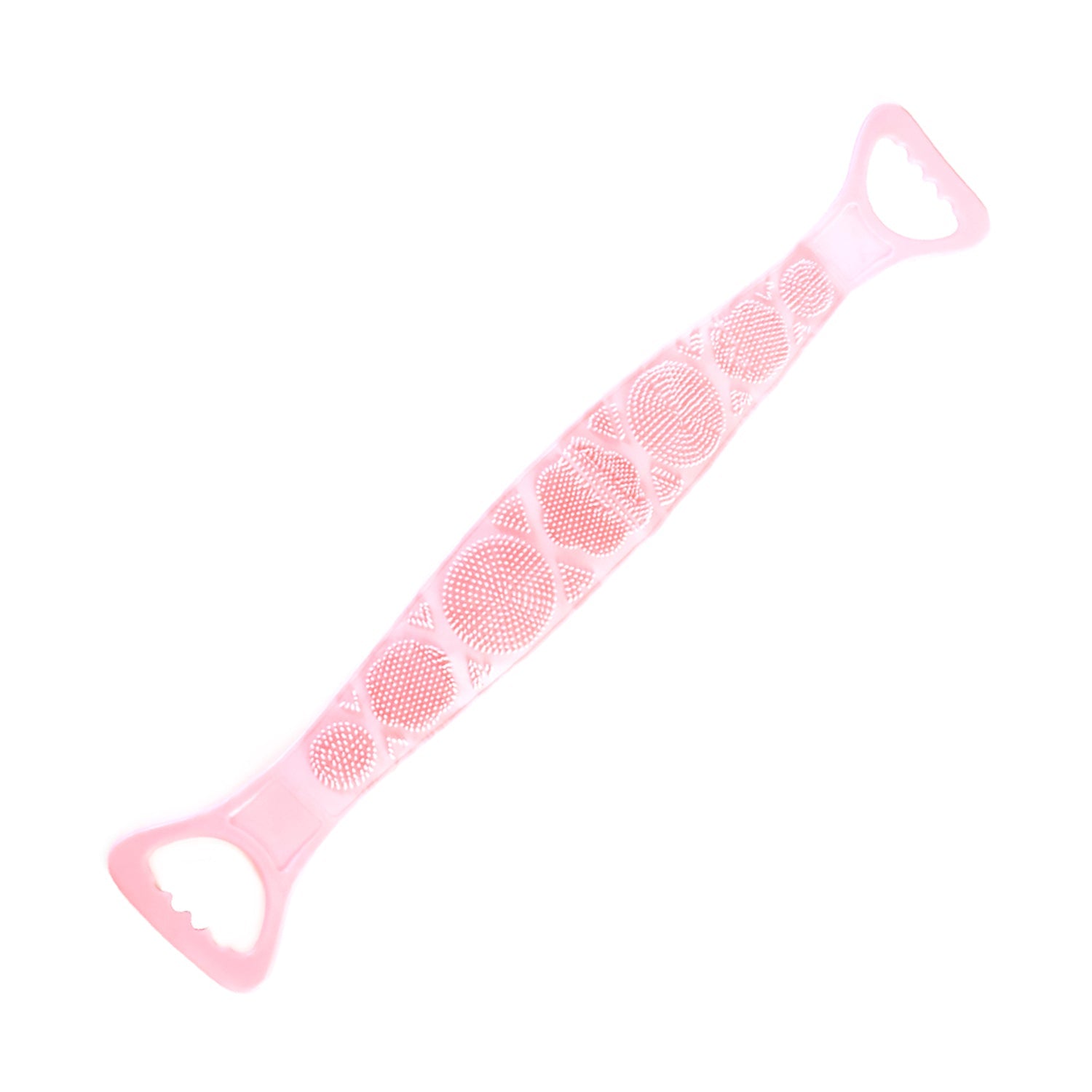 Body exfoliating silicone bath scrubber with easy-grip handles