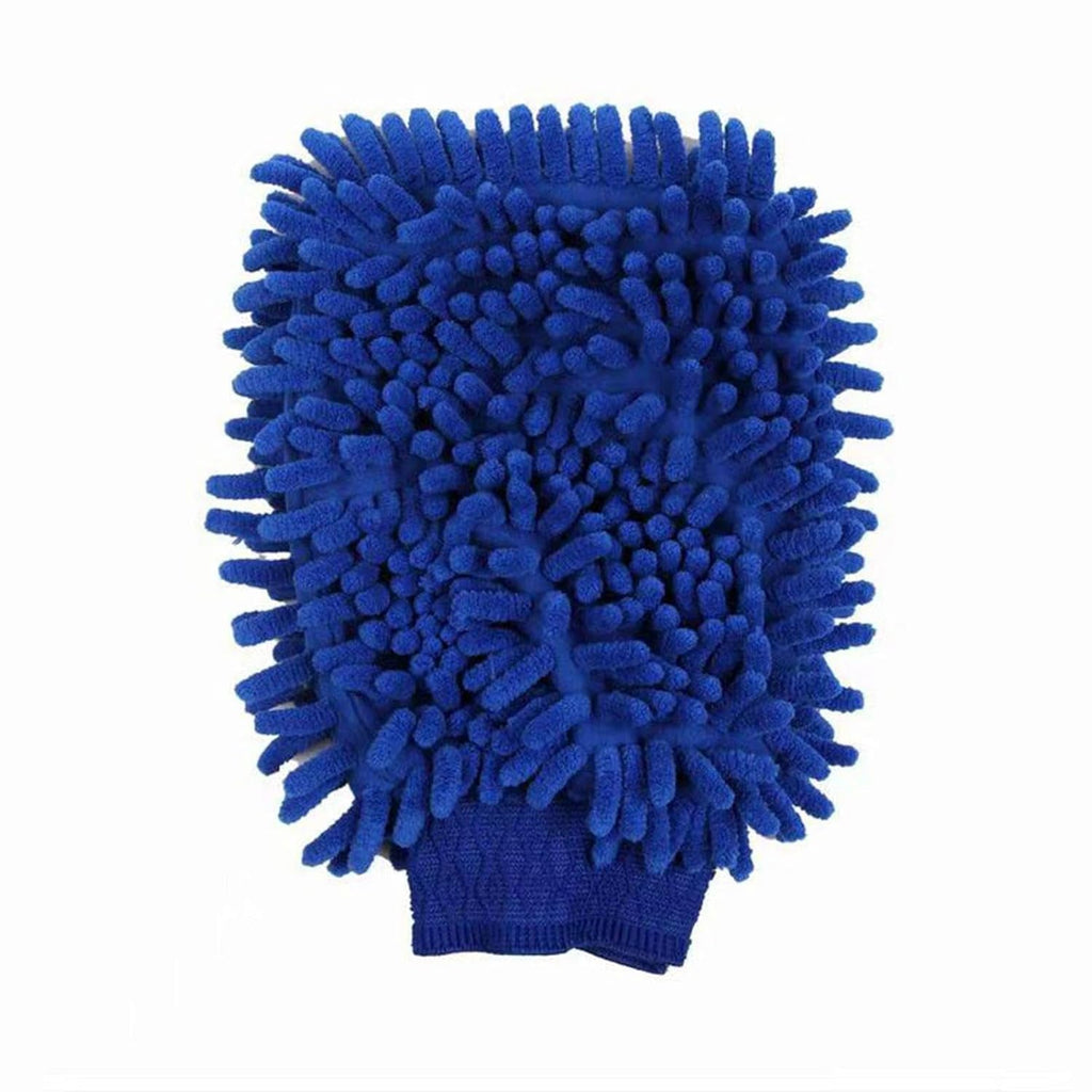 Multipurpose microfiber cleaning glove used for streak-free window cleaning.