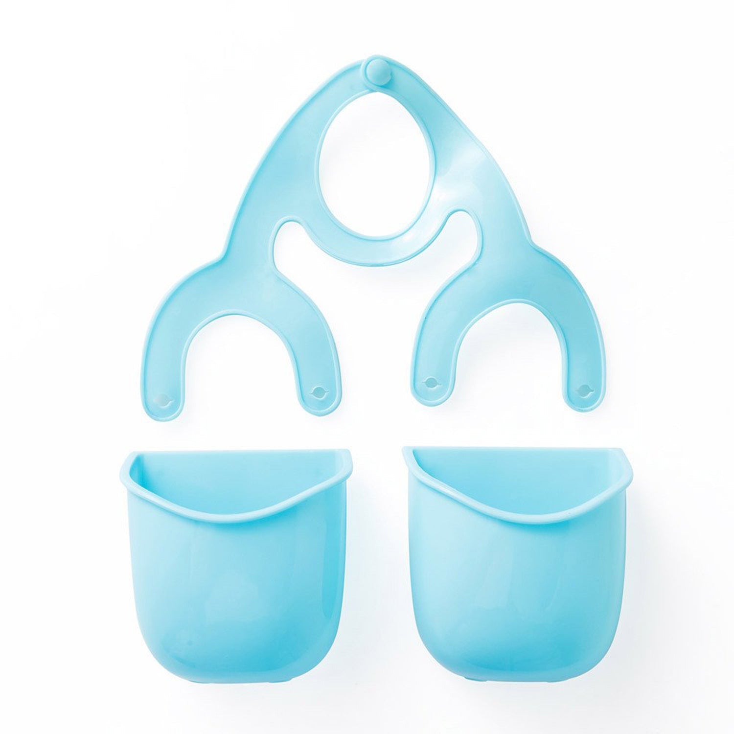 Plastic sink hanging storage basket with drainage holes near faucet