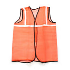 Close-up of the durable polyester material of the Orange Safety Jacket, showing fabric texture.