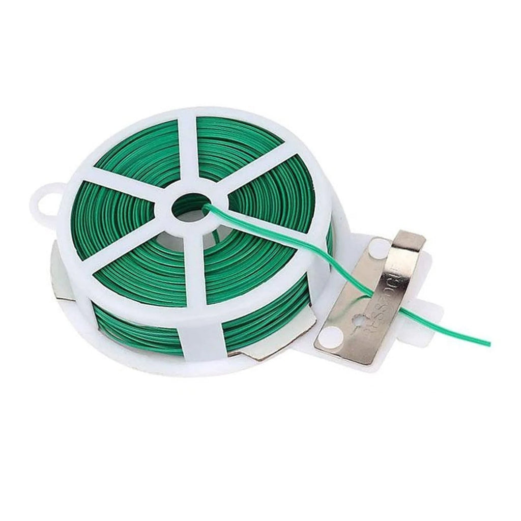 Plant supported using green reusable twist tie wire