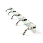 5-hook stainless steel coat rack with smooth rounded edges mounted on wall
