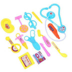 Doctor game kit for kids in multicolours, displayed open.