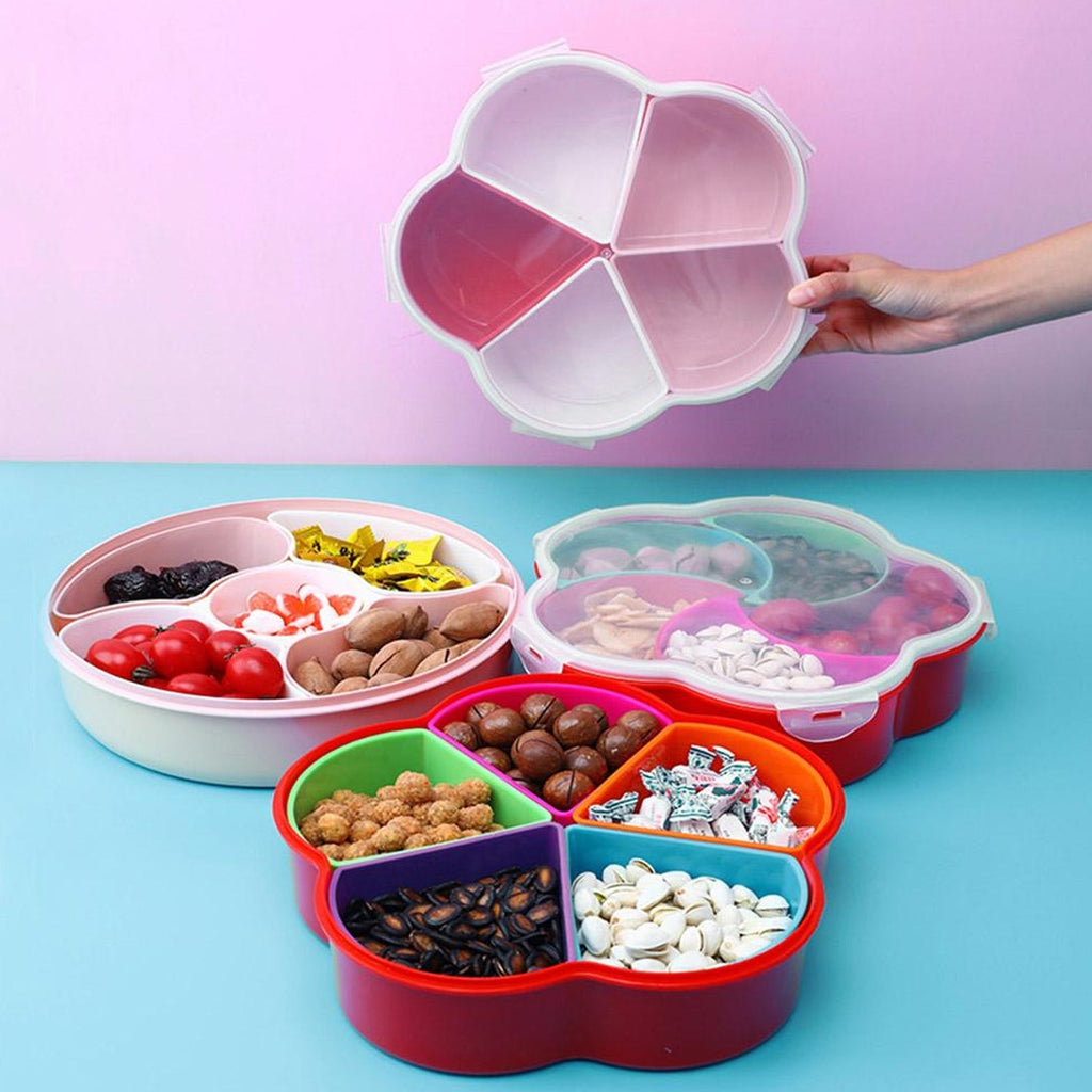 Durable food-grade plastic container with a secure lid, perfect for party snacks.