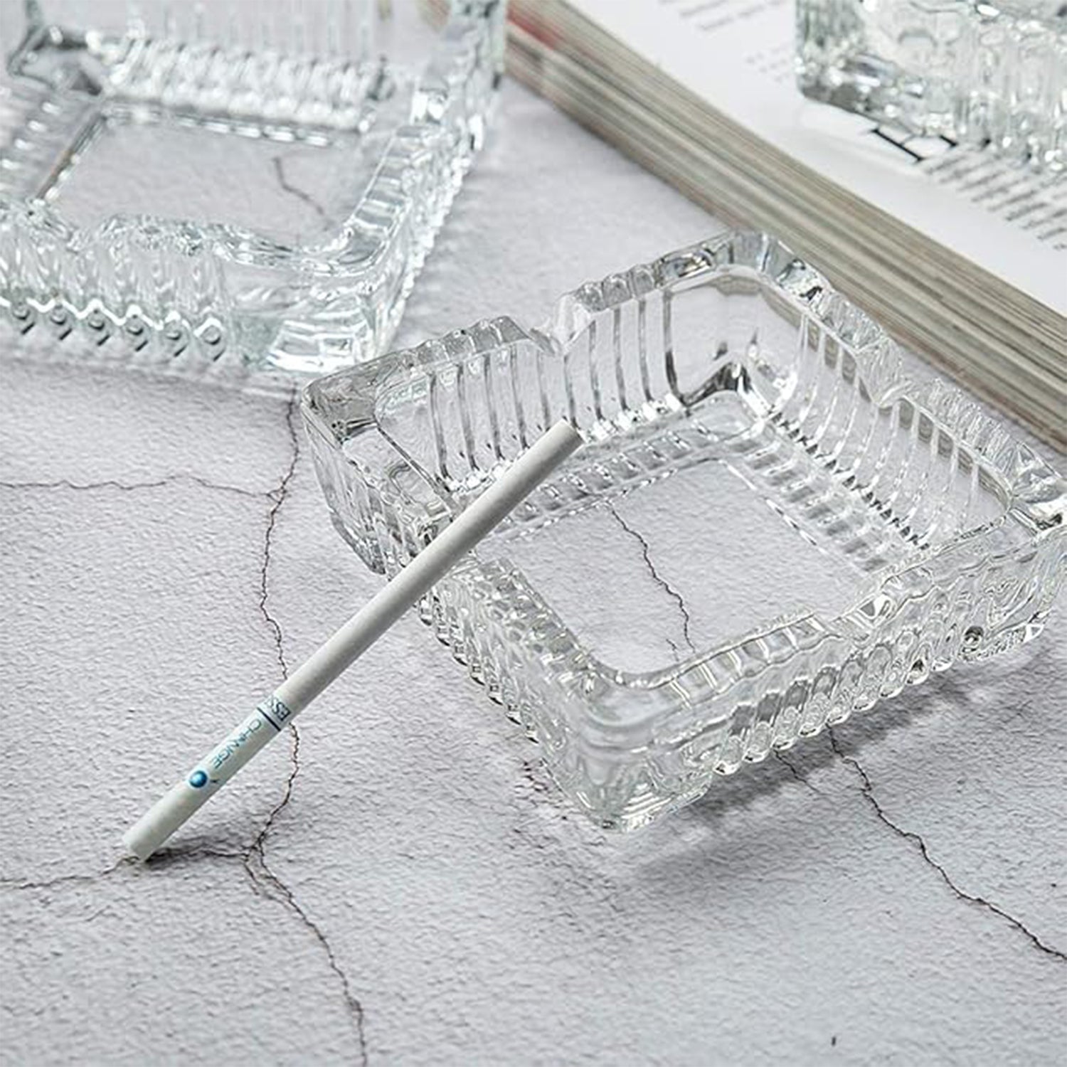 Another angle of the crystal ashtray, emphasizing its quality craftsmanship.