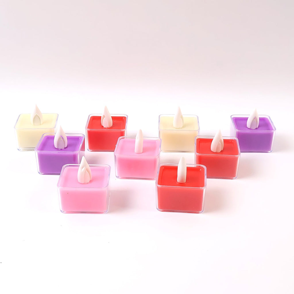 Decorative LED flameless tealight candles illuminating a cozy setting