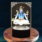 Lord Shiva 3D LED Frame glowing with soft warm white light in a dark room