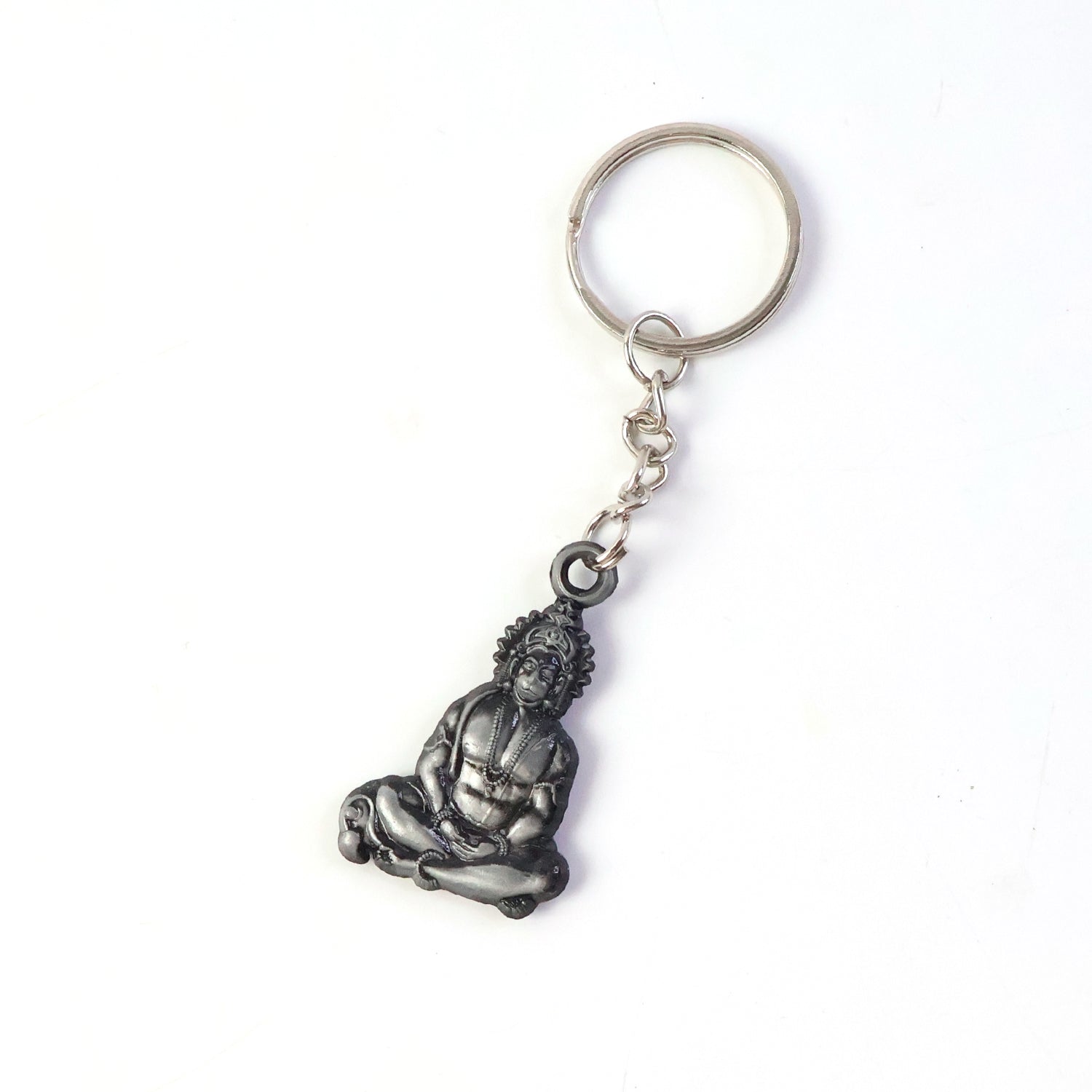 Back side view of Hanuman Ji sitting pose metal keychain