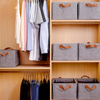 A cotton linen storage box filled with children's toys, perfect for a tidy nursery.
