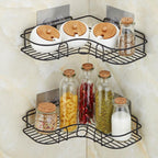 Installation guide image for the easy-to-mount corner rack for kitchen storage.