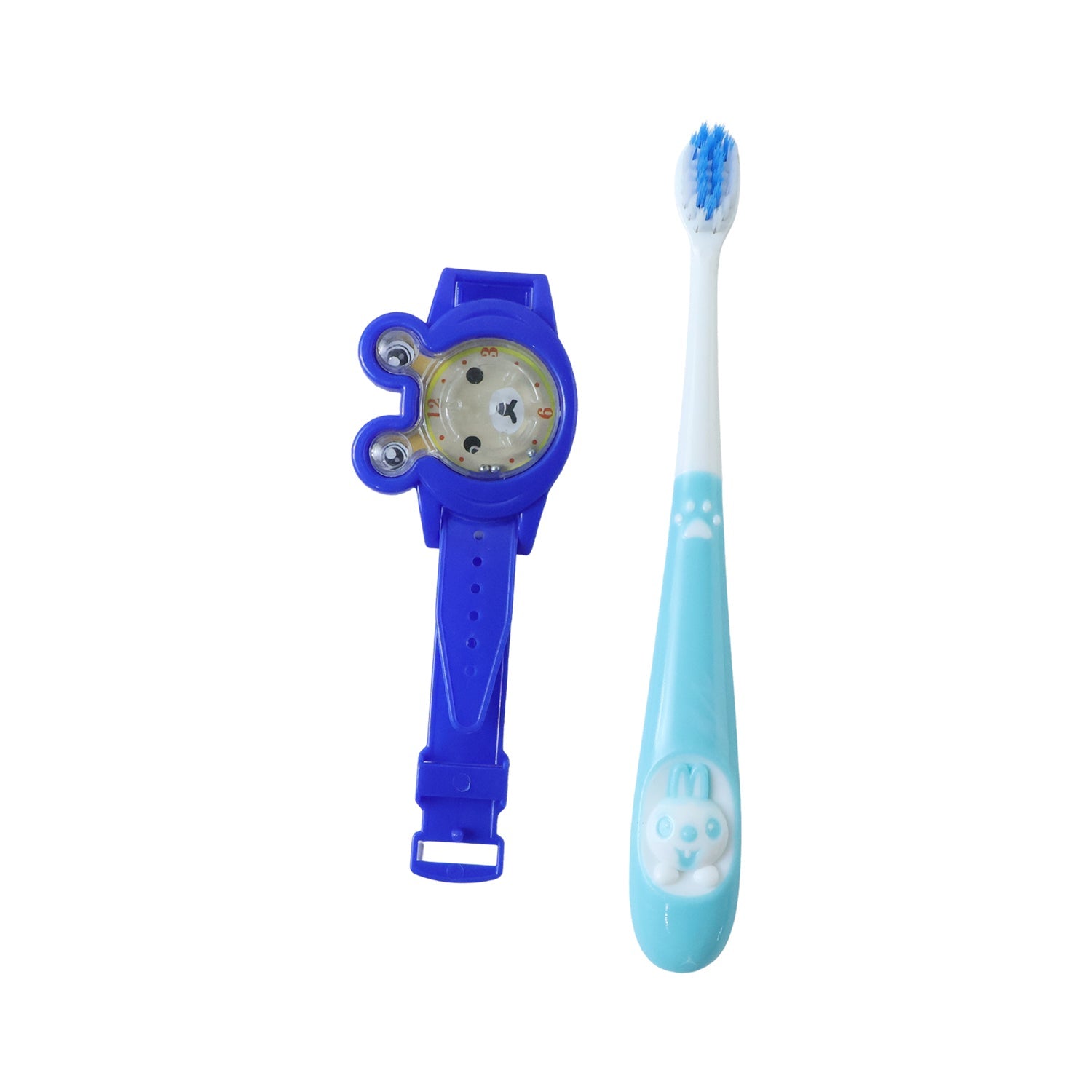 Kids playful toothbrush with watch toy accessory