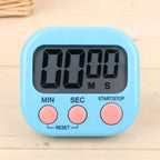 Portable digital timer with a stand, ideal for kitchen countertops.