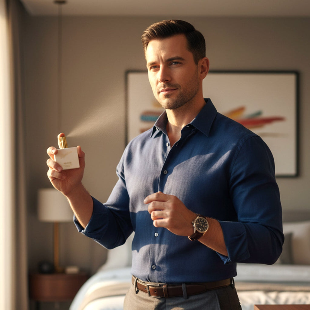 Elegant white perfume bottle for men