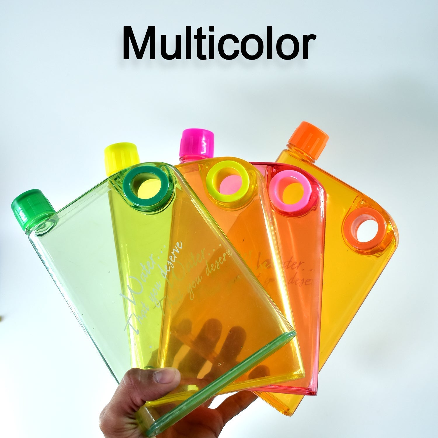 Side view of the slim water bottle, showcasing its flat profile ideal for tight spaces.