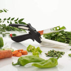 The clever cutter demonstrating its compact and convenient design for kitchen use.