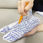 Pressure point zones clearly marked on reflexology socks for acupressure therapy