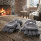 Soft warm fingerless gloves made of fleece for winter