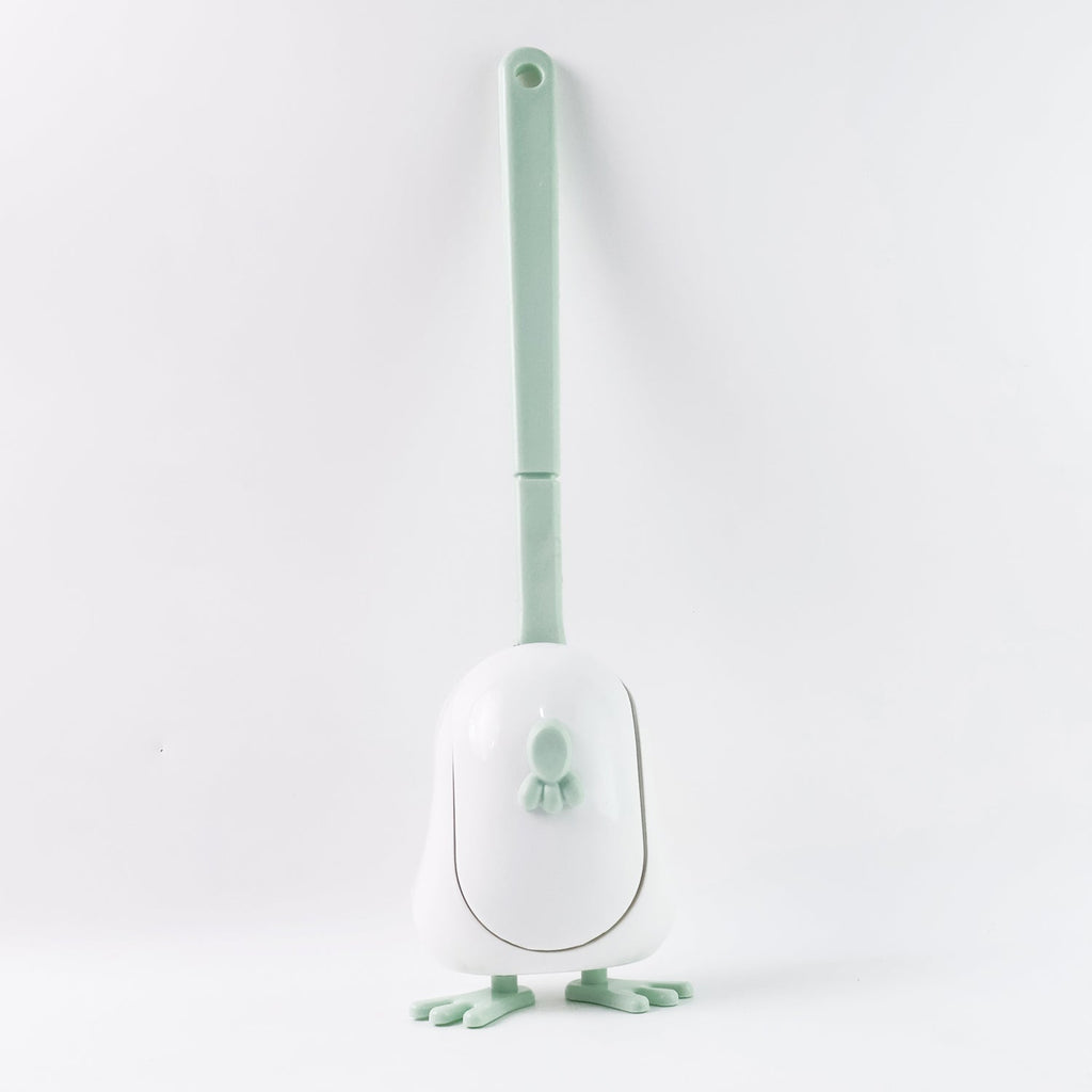 Curved silicone toilet brush designed for deep cleaning