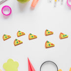 The complete Pizza Eraser Set packaged in a clear box, ready for gifting.