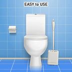 Wall-mounted toilet brush set, saving floor space in compact bathrooms.