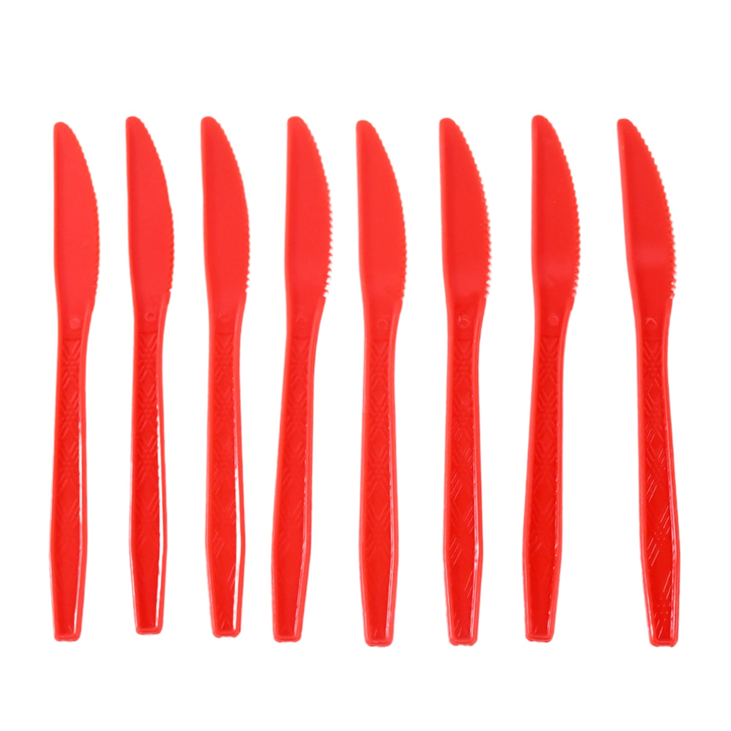 Bulk pack of durable plastic knives for daily use in food service