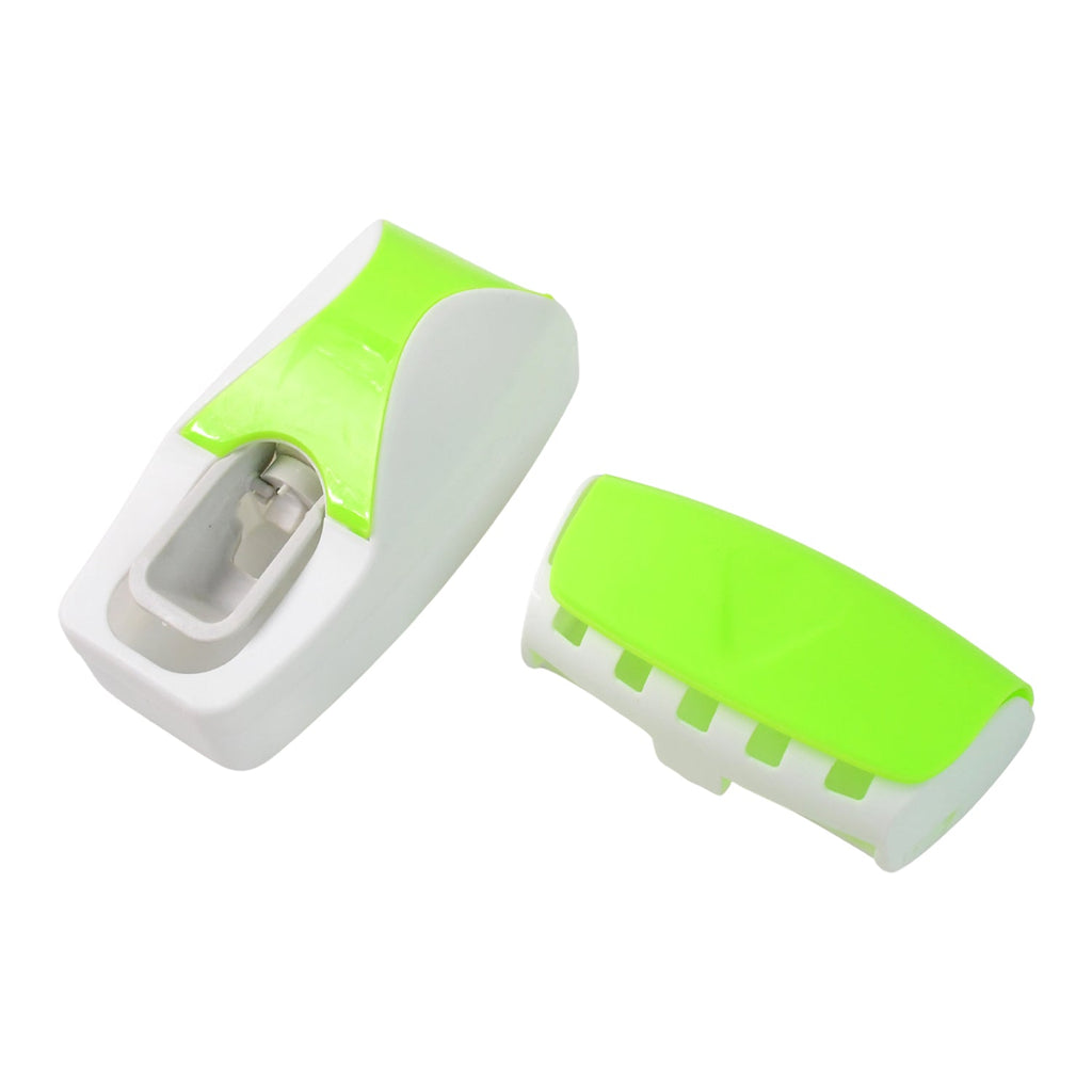 A child easily using the one-touch automatic toothpaste dispenser for a fun brushing experience.