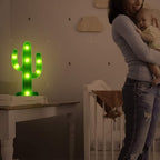 The LED Cactus Lamp with its stable base, ready for display.