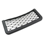 Lifestyle shot of the car seat organizer holding a phone and wallet in a car.