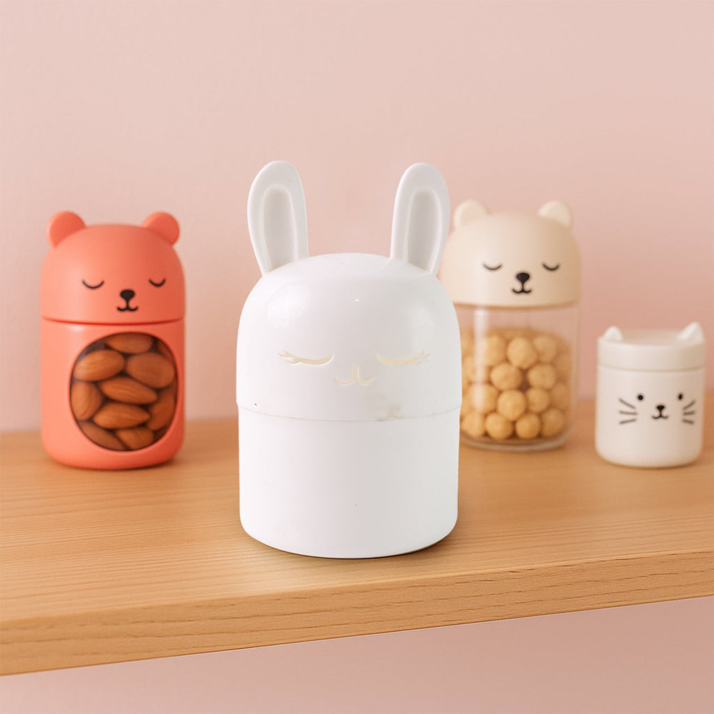 Compact bunny shaped storage box suitable for kitchen or desk use