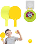 A close-up view of the adjustable string mechanism on the hanging table tennis trainer.