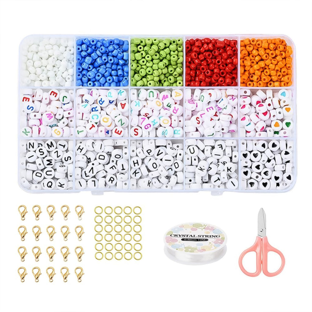 Child's hands creating a colorful bracelet using the DIY bead kit