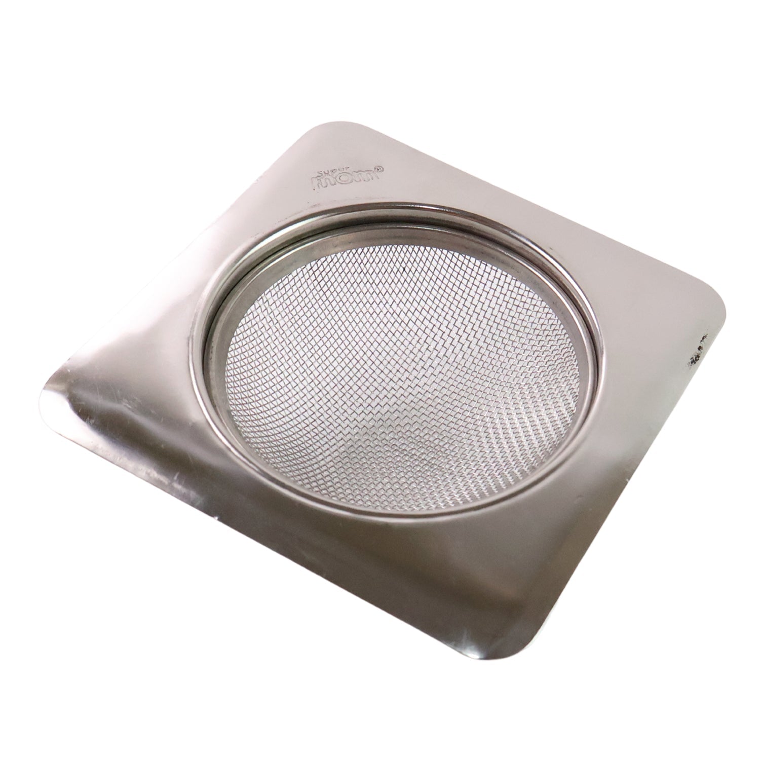 Brushed finish stainless steel square kitchen sink strainer