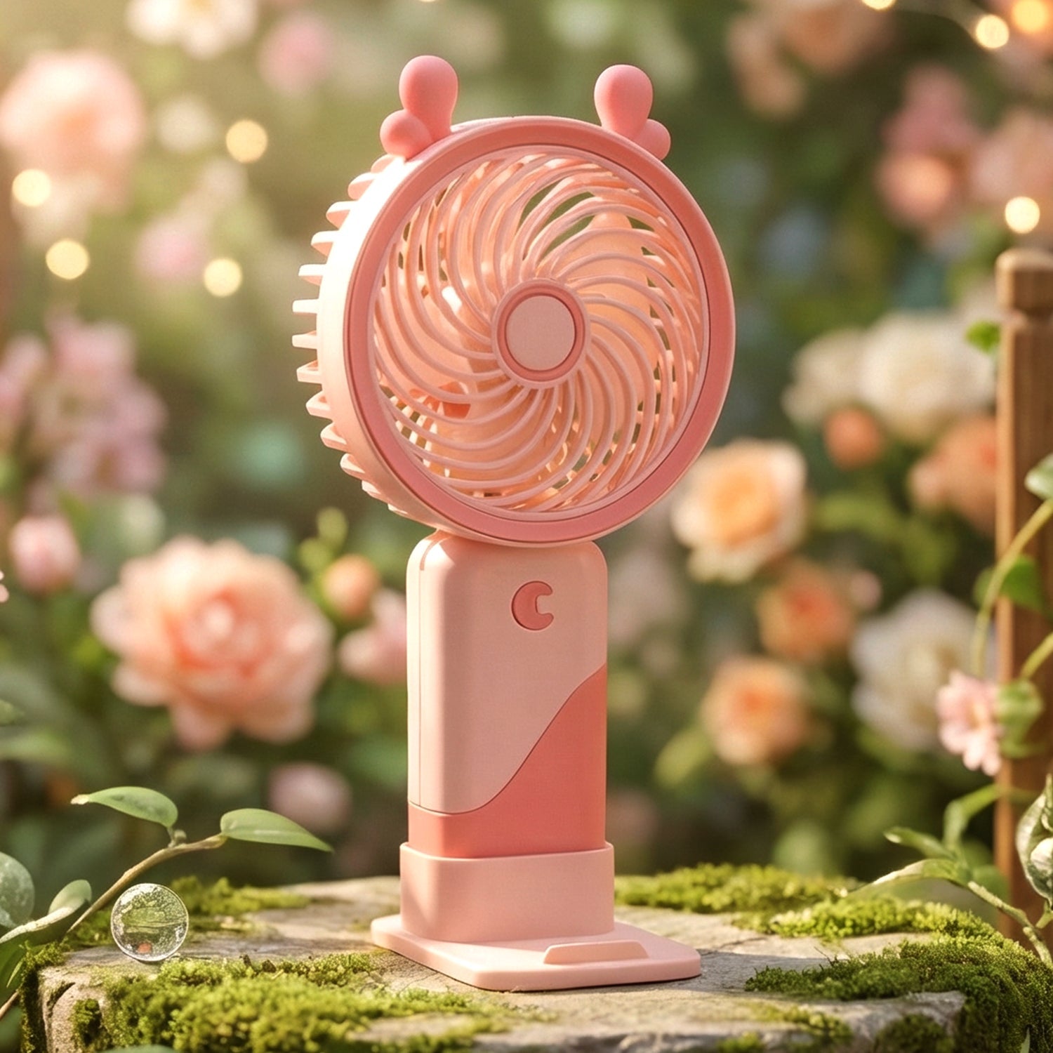 Mini handheld fan with LED light, portable and foldable design
