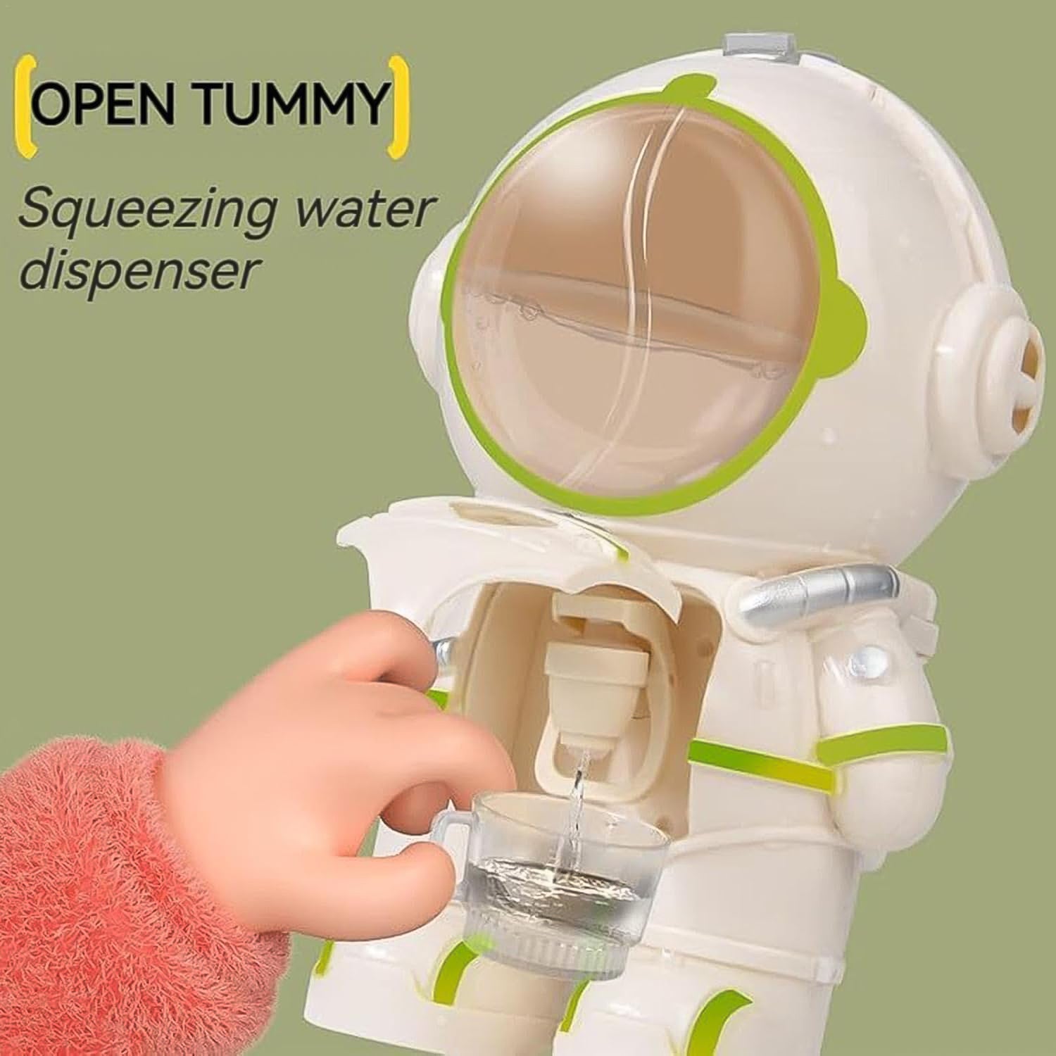 The astronaut water bottle for kids demonstrating its convenient straw cup lid.
