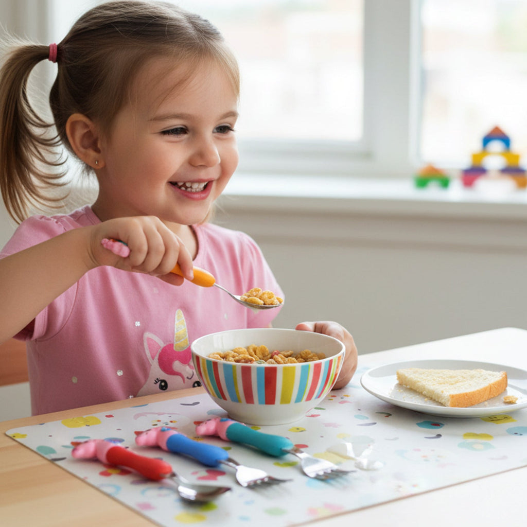 Colorful unicorn-themed children's dining set